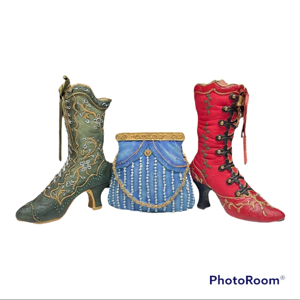 Hand painted Victorian Shoes and Handbag !